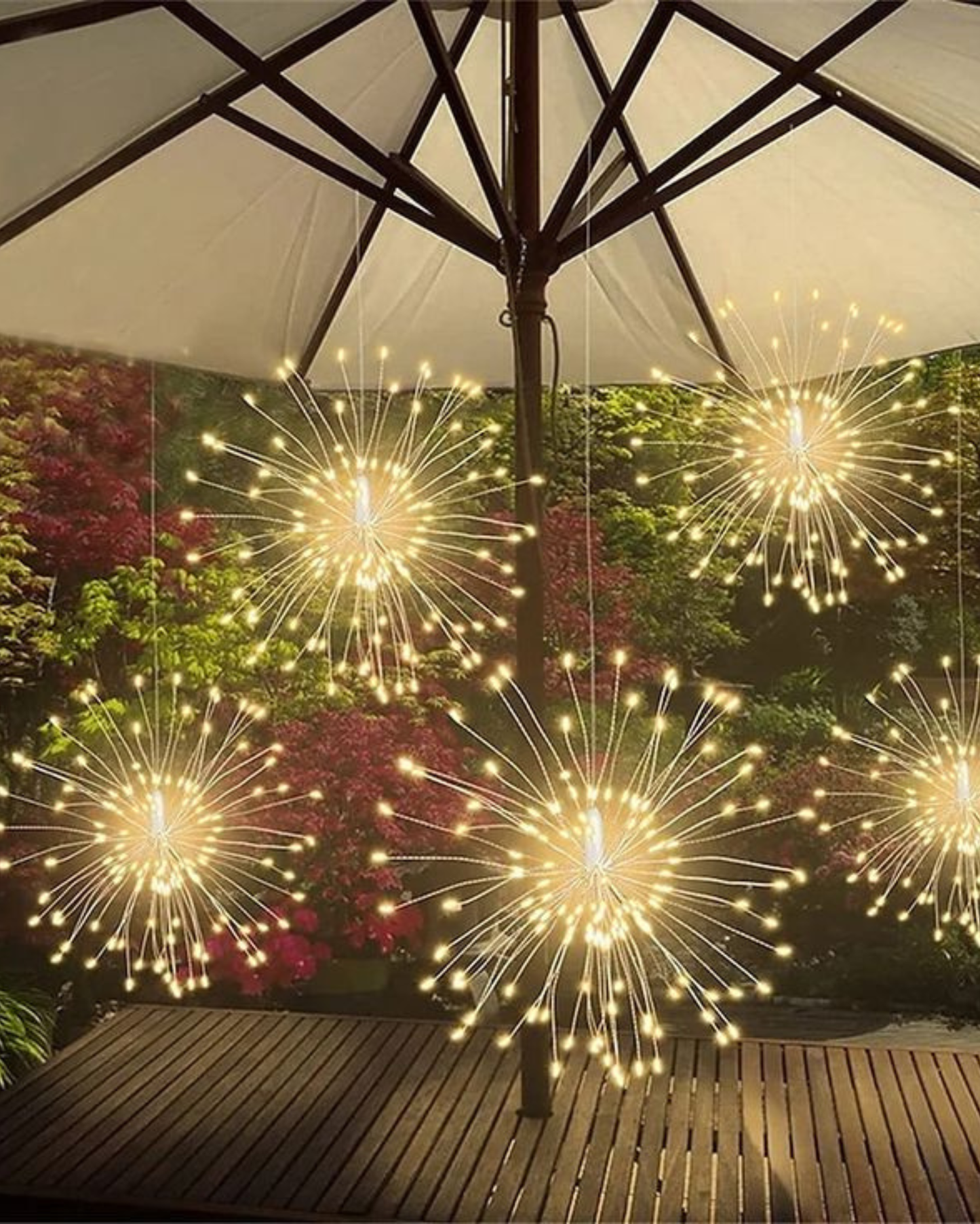 Fireworks LED Fairy Lights β Plug-In Starburst Hanging Decor (Warm White Glow) - 3M