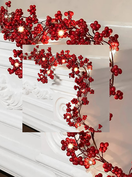 Christmas Garland Artificial Red Berry Plants