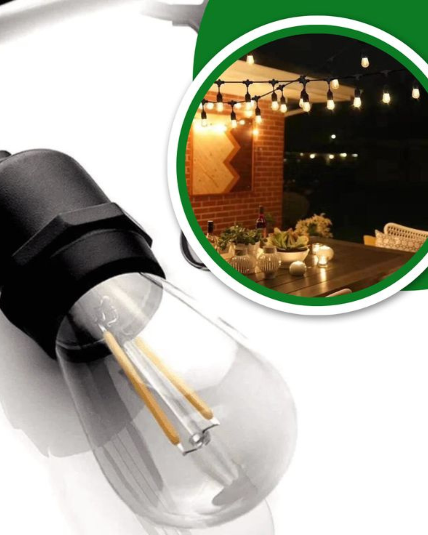 Solar Café String Lights (5 Metres) – Warm White Outdoor Christmas Lights