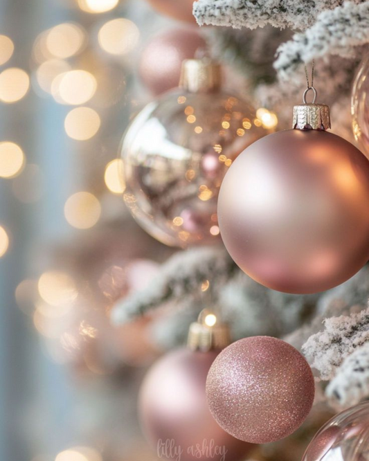Rose Frost Baubles – 8 cm (24 pcs) – KSh 2,500